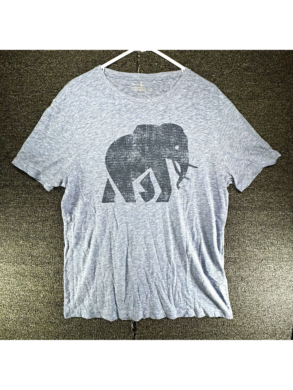 Banana Republic Shirt (L) Gray Elephant Graphic Tee Short Sleeve Mens Heathered